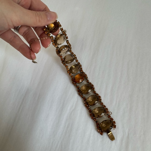 Vintage Amber Rhinestone Bracelet - Picture 2 of 6